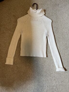 Turtleneck Ribbed Sweater - Cream
